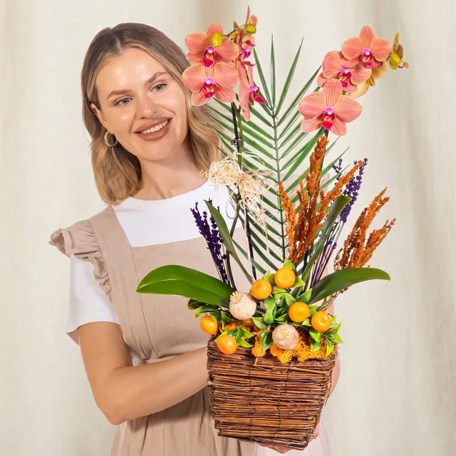 Sunrise Elegance Çift Dallı Orkide