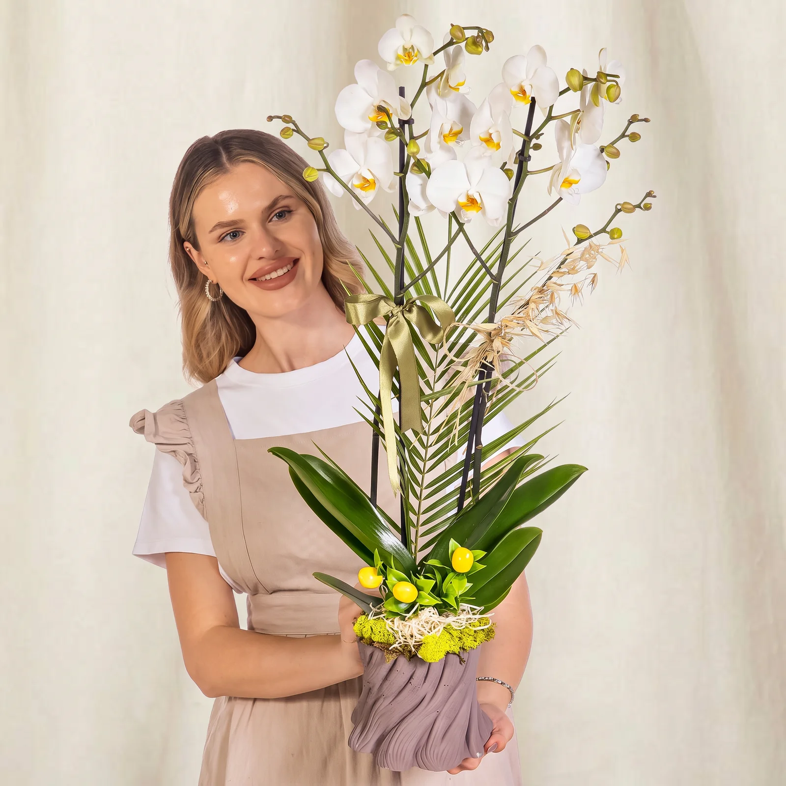 Lemon Breeze Çift Dal Beyaz Orkide